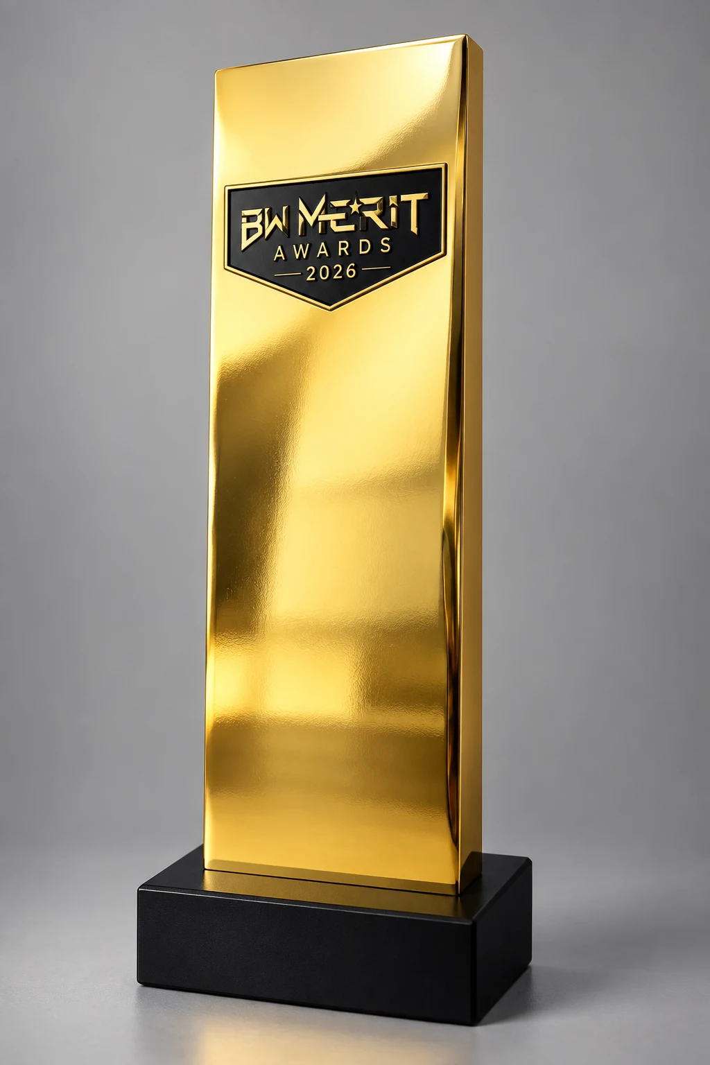 Editorial trophy artwork inspired by the BW Merit Awards