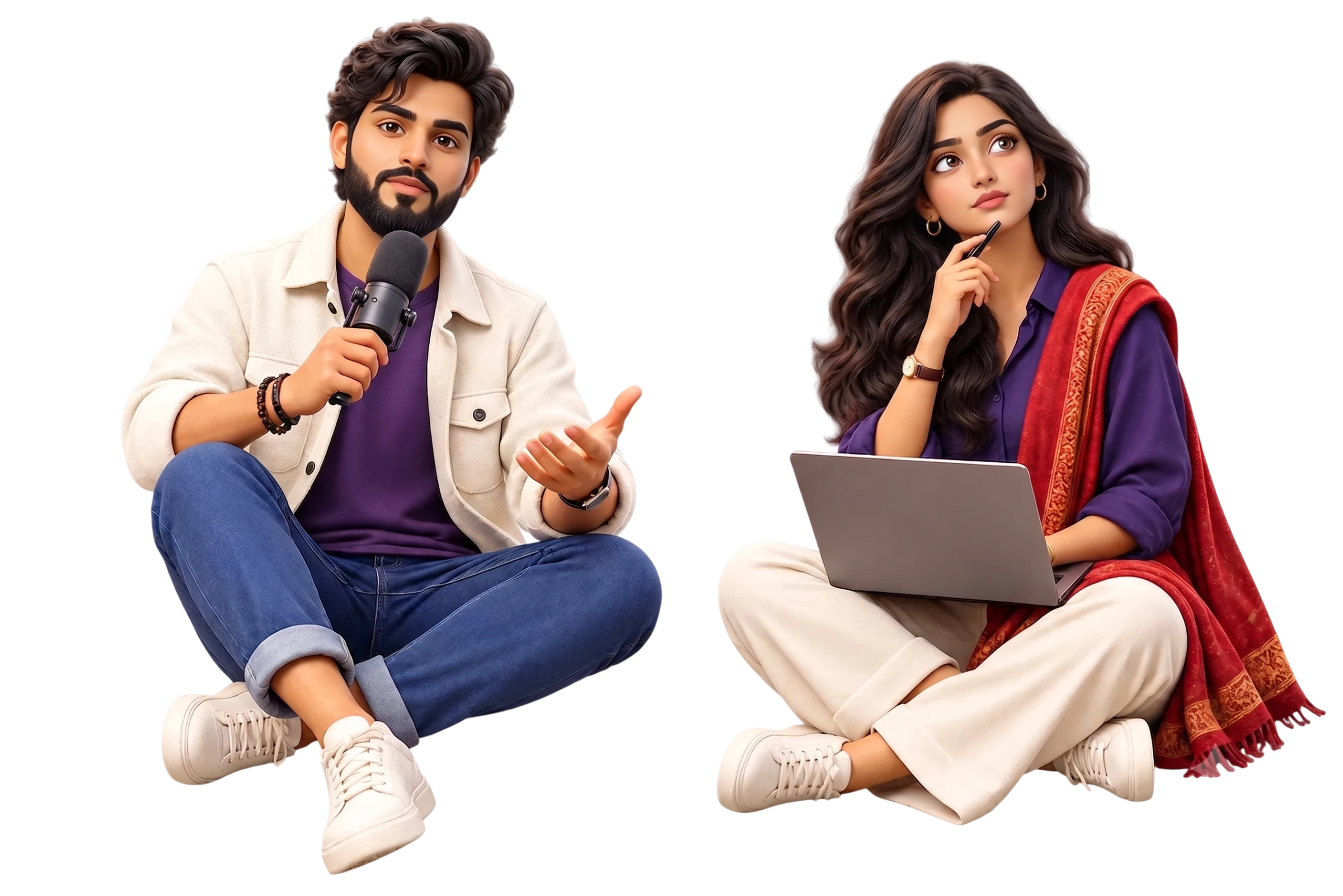 Two Indian creators recording and making content