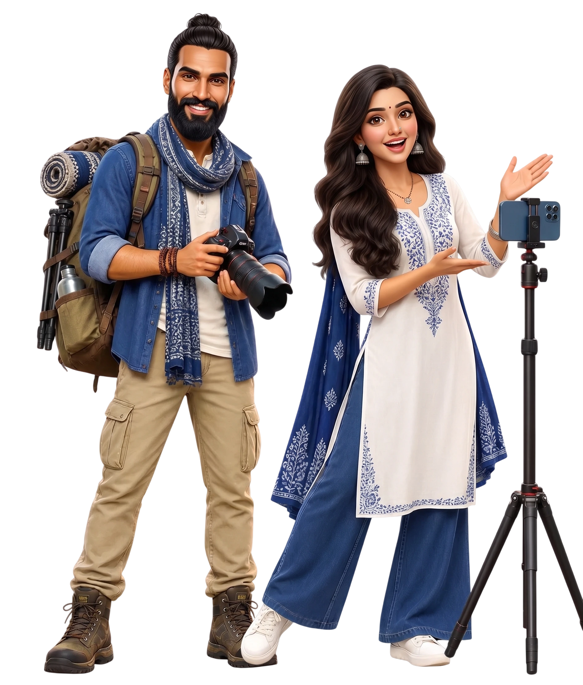 Two Indian creators filming and sharing a story