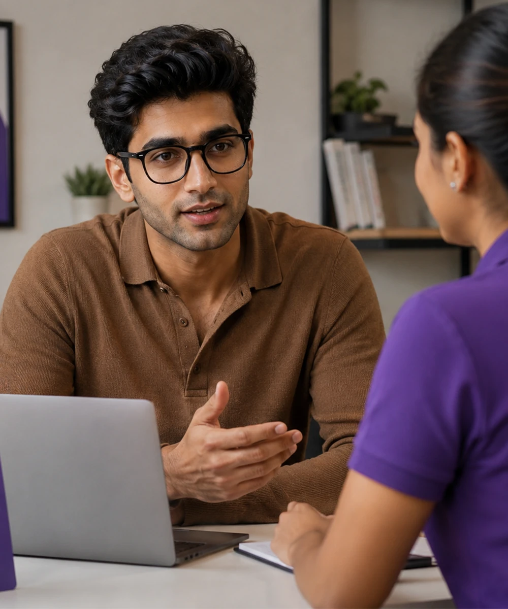 Creator discussing a campaign brief with a collaborator