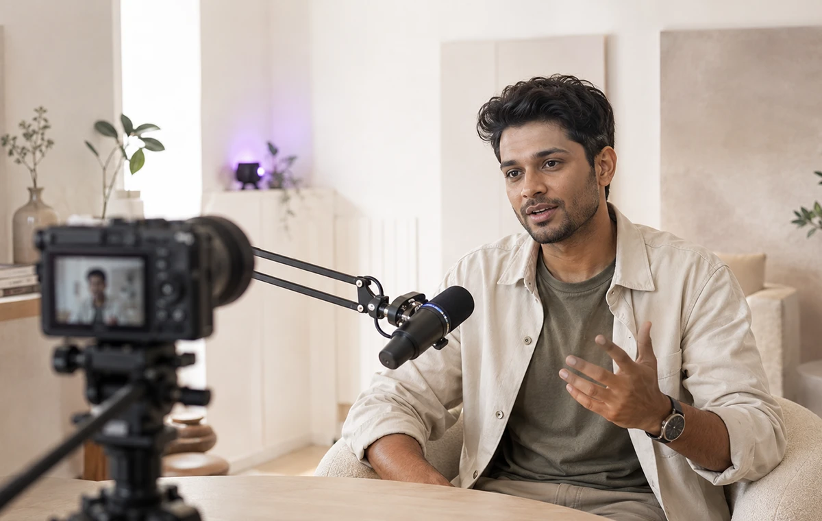 Creator preparing a food story for a Facebook campaign