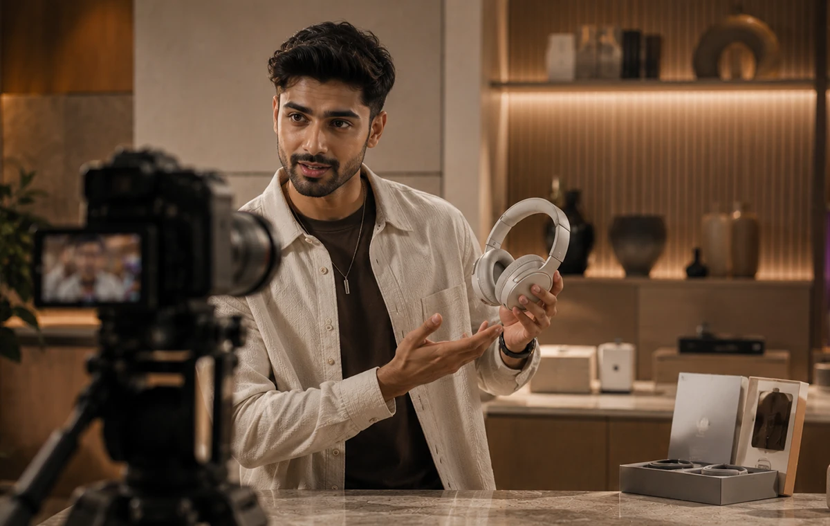 Creator filming a product-focused Instagram story